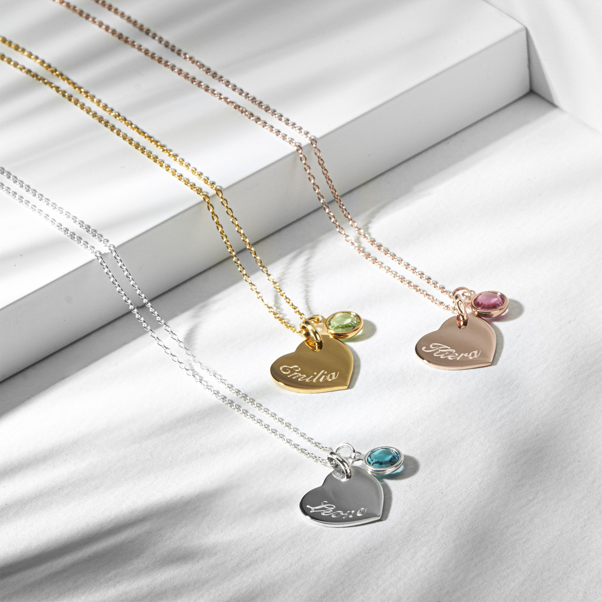 Swarovski® Birthstone Heart Necklace – Silver