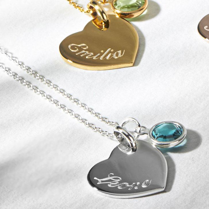 Swarovski® Birthstone Heart Necklace – Silver