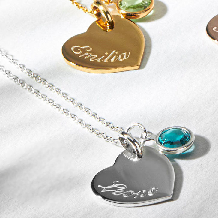 Swarovski® Birthstone Heart Necklace – Rose Gold