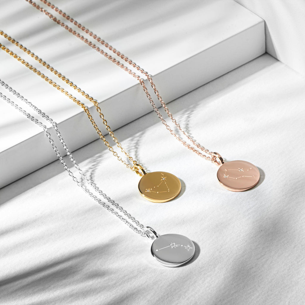 Zodiac Constellation Necklace - Diamond-Set Rose Gold