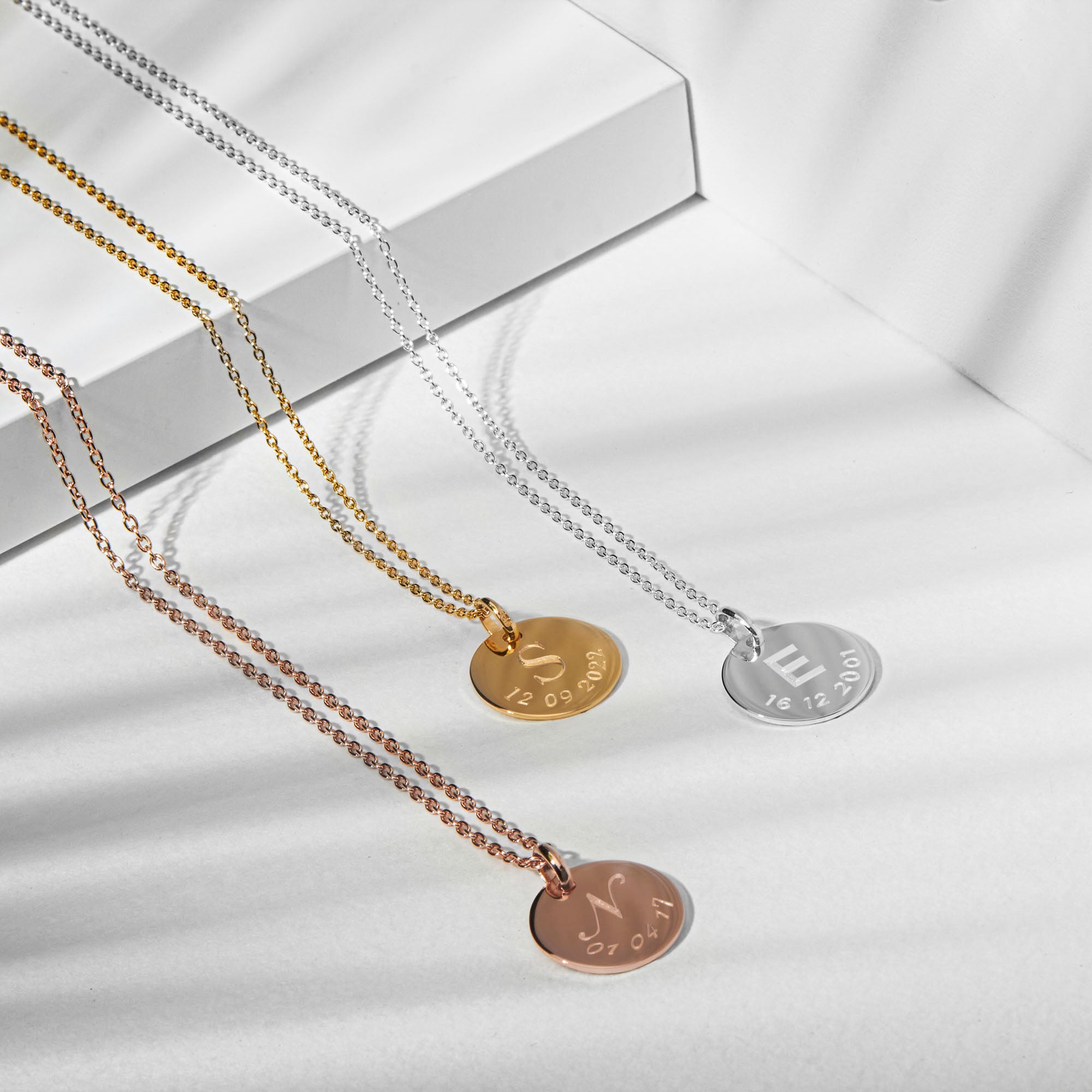 Initial & Date Personalised Necklace – Gold