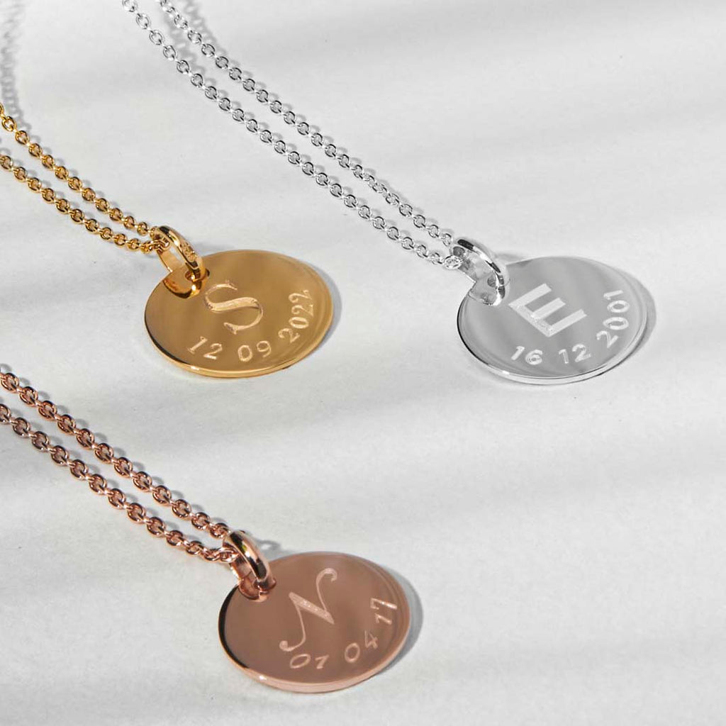 Initial & Date Personalised Necklace – Gold