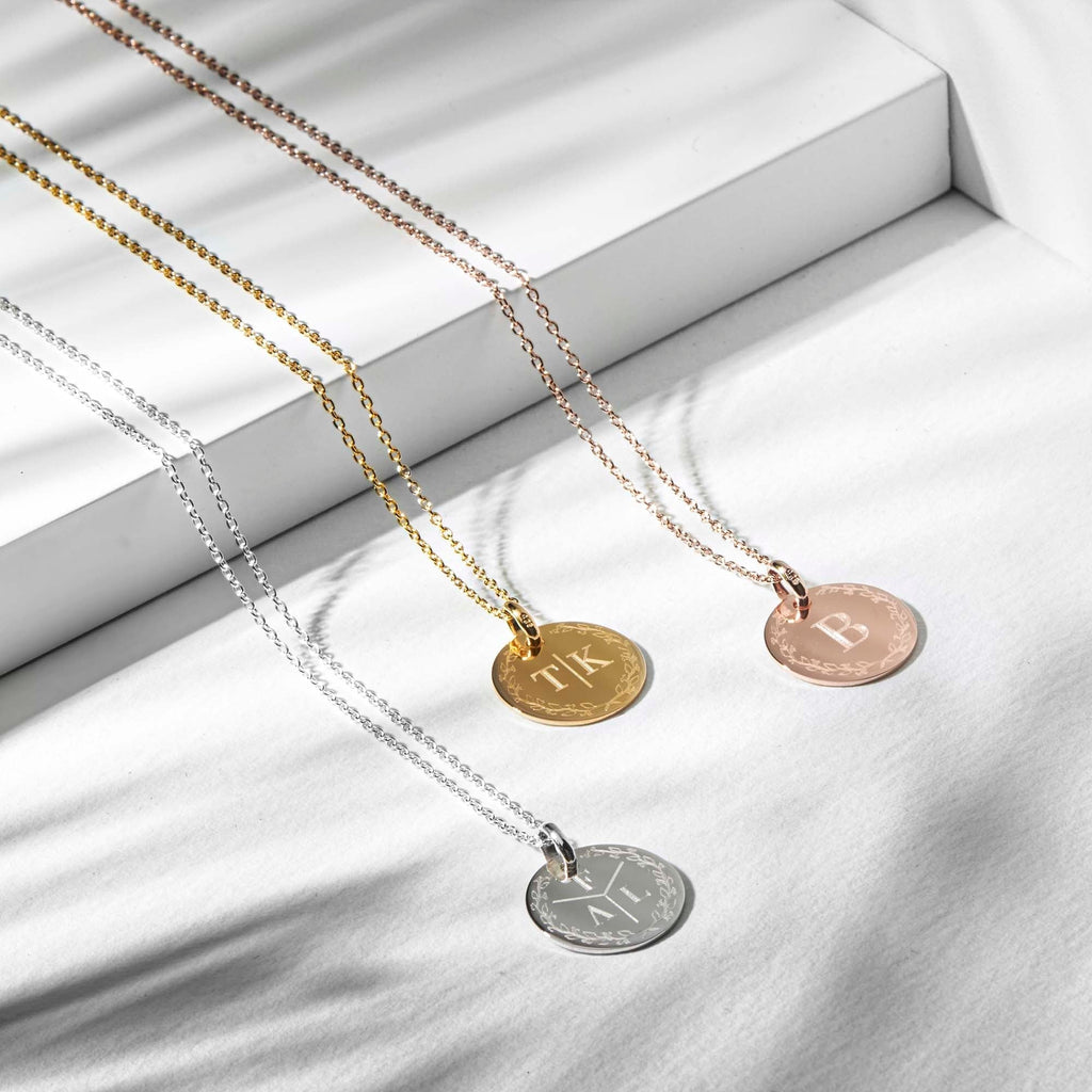 Triple Letter Personalised Wreath Necklace - Rose Gold