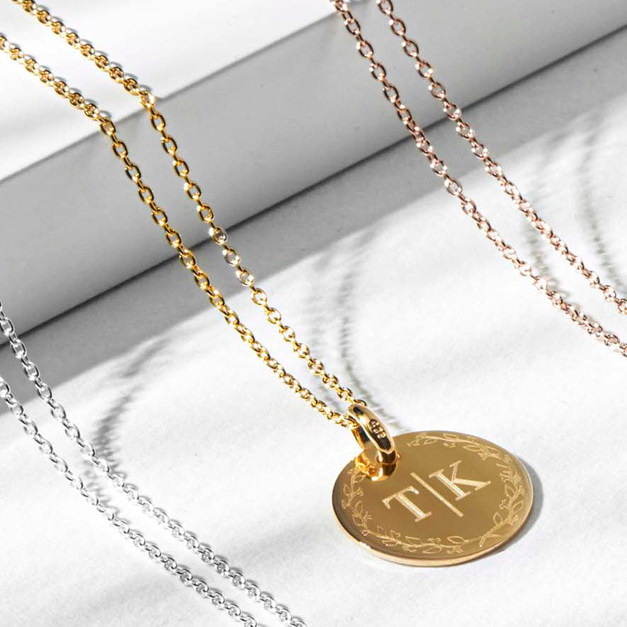 Double Letter Personalised Wreath Necklace - Gold