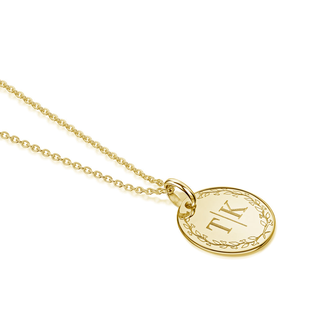 Double Letter Personalised Wreath Necklace - Gold