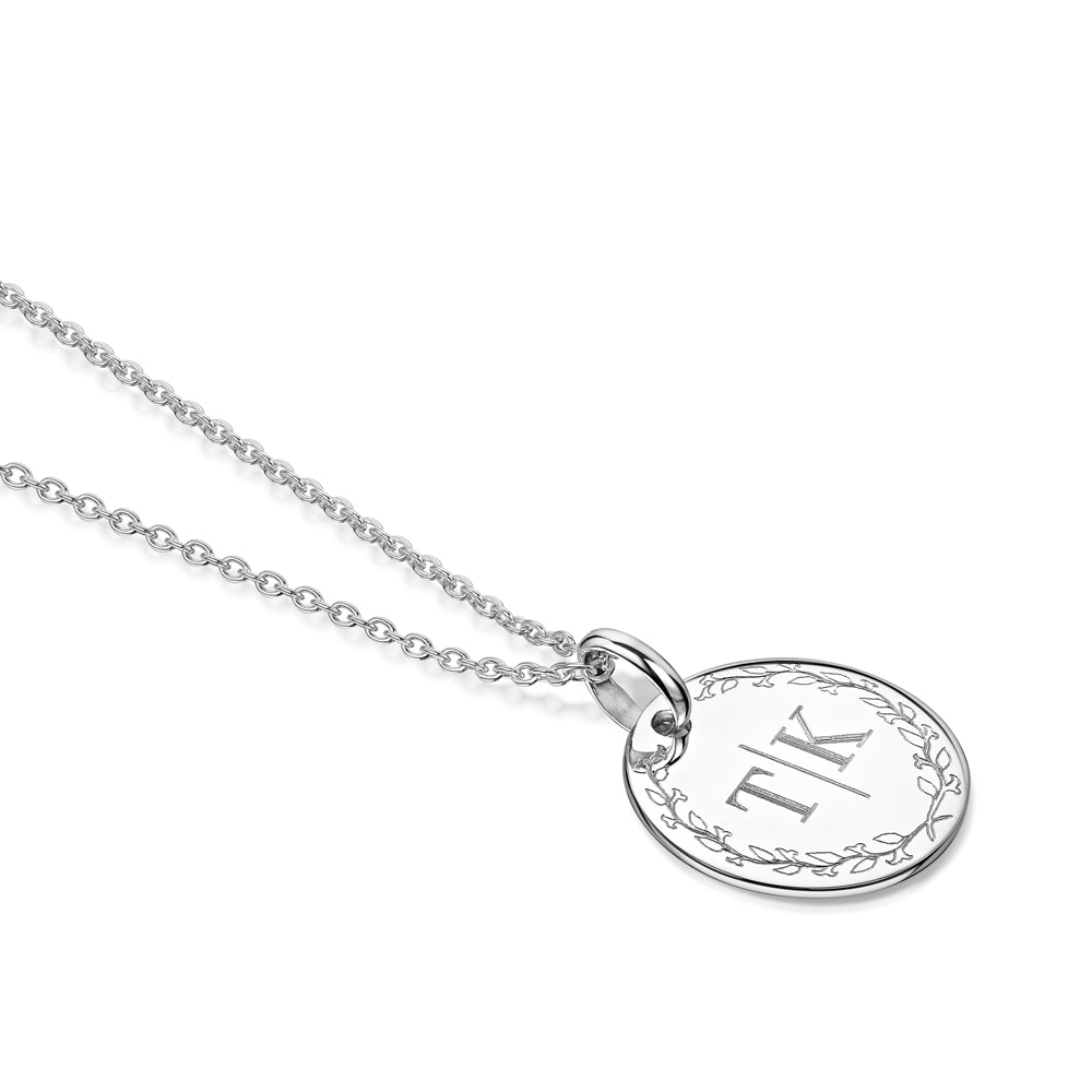 Double Letter Personalised Wreath Necklace - Silver