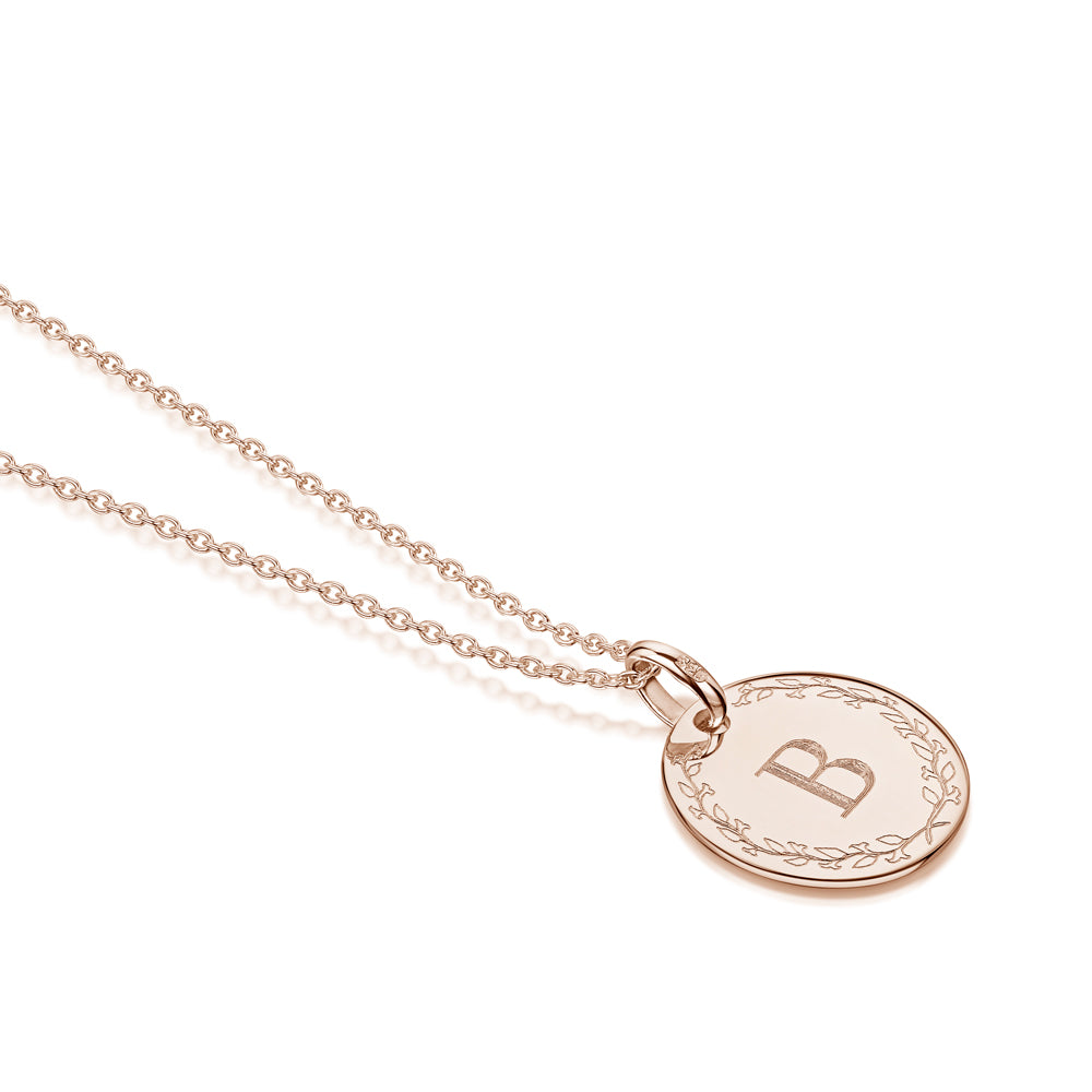 Single Letter Personalised Wreath Necklace - Rose Gold