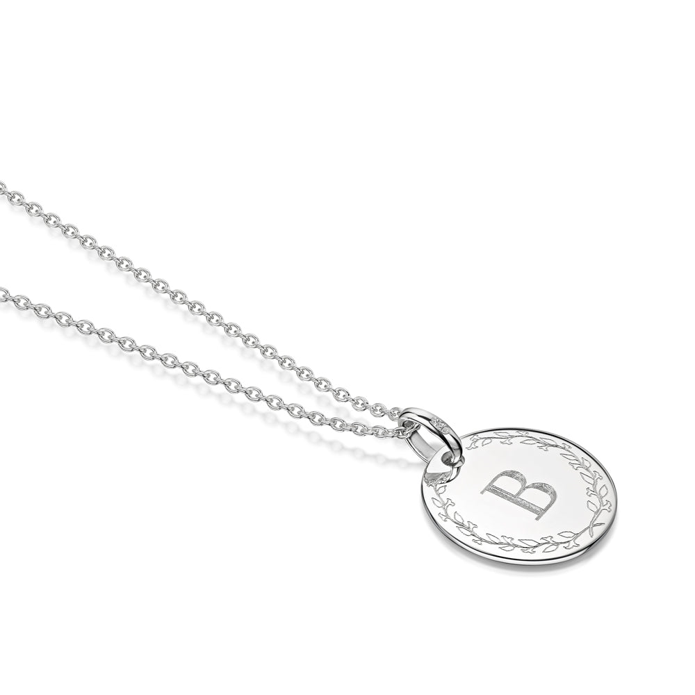 Single Letter Personalised Wreath Necklace - Silver