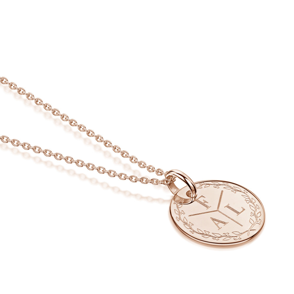 Triple Letter Personalised Wreath Necklace - Rose Gold
