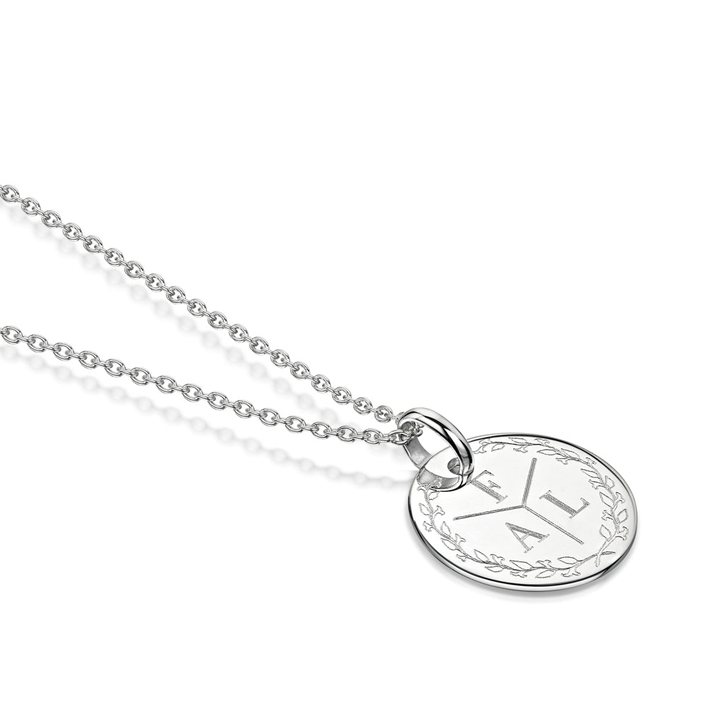 Triple Letter Personalised Wreath Necklace - Silver