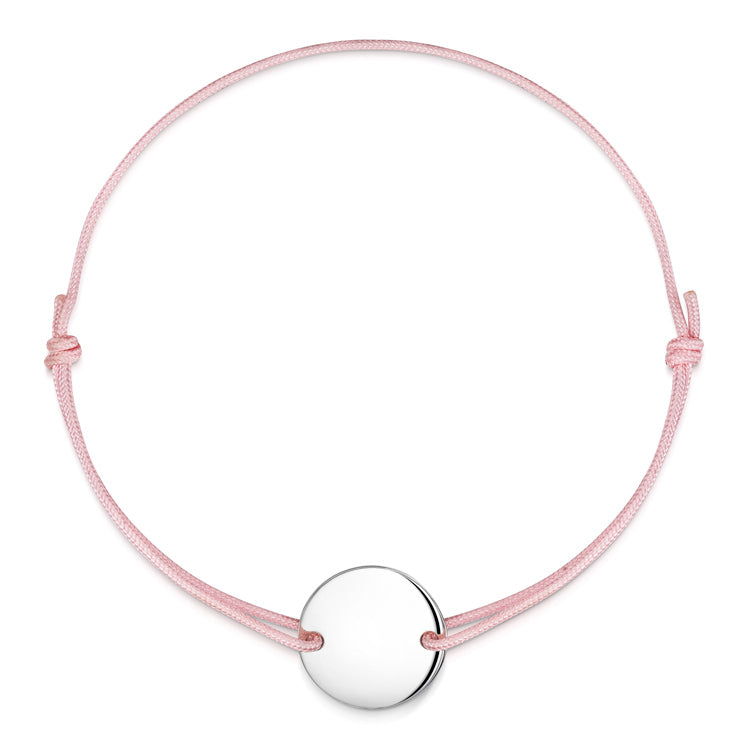 Pink Personalised Friendship Bracelet – Silver Disc