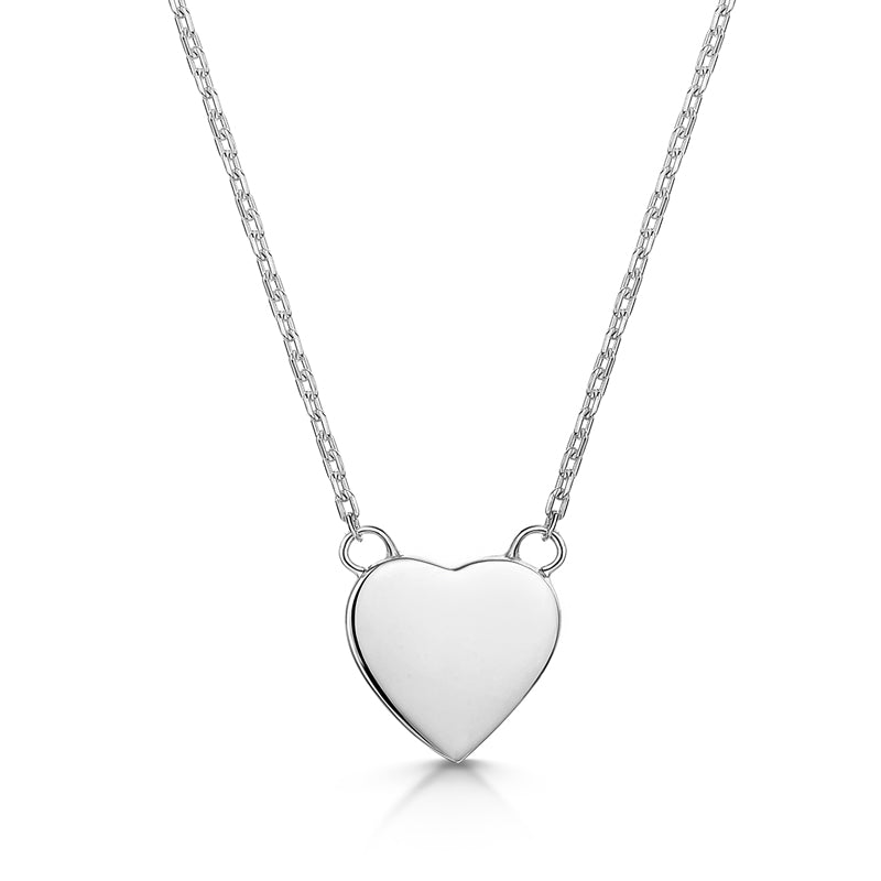 Small Pearl Heart Engraved Necklace – Silver